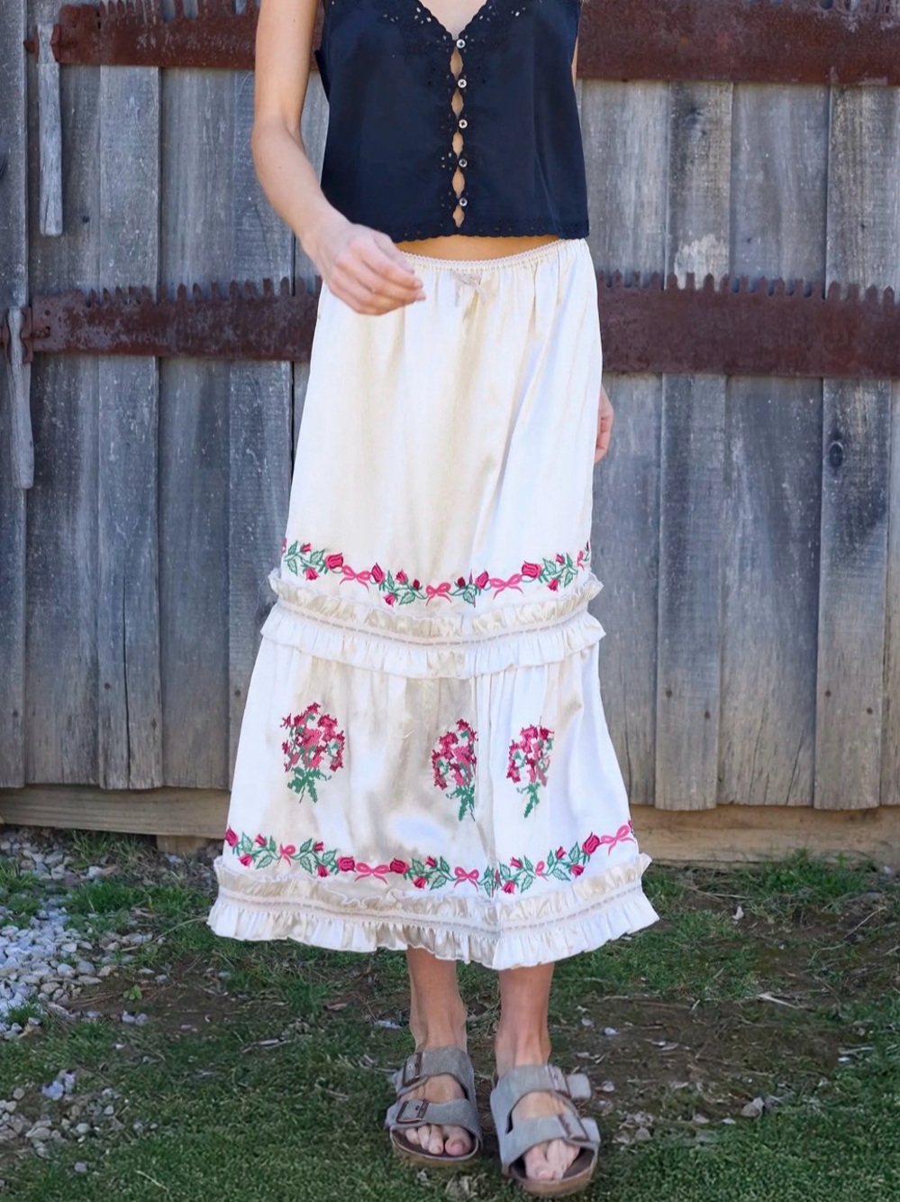 Natural Life • Delilah Embroidered Midi Skirt